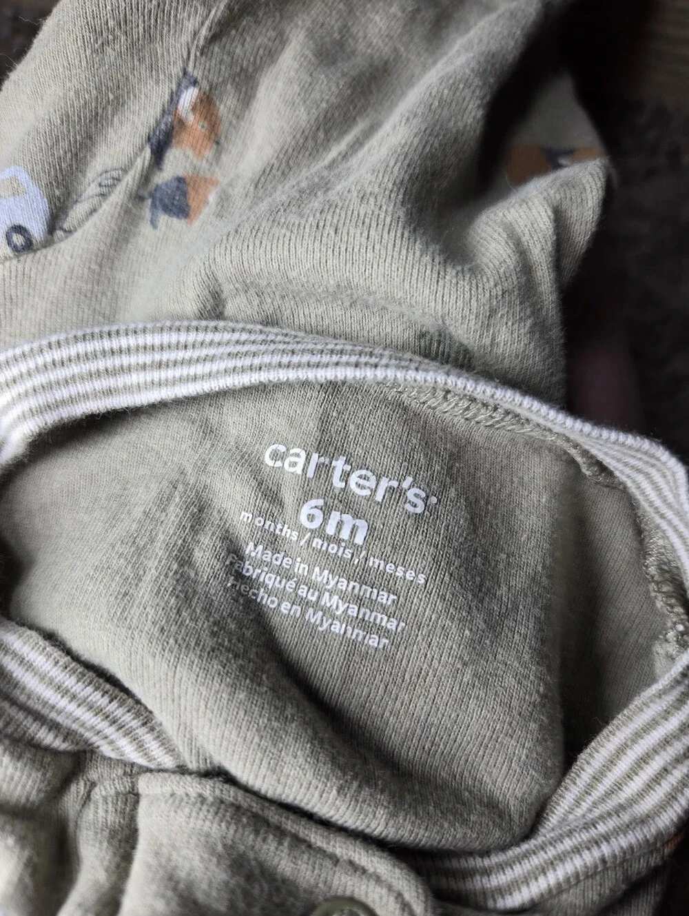 Carter's Baby Boy Soft Green Baby One-Piece Footed Sleeper Size 6m Buffalo